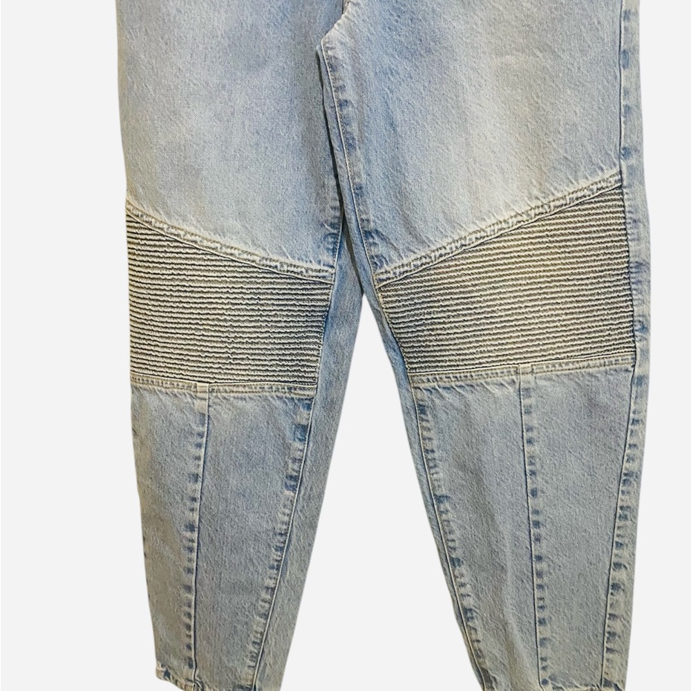 ZARA Size 4-26” Waist‎ Barrel Leg High Rise Mom Moto Ankle Jeans Pleated Detail - Picture 5 of 8